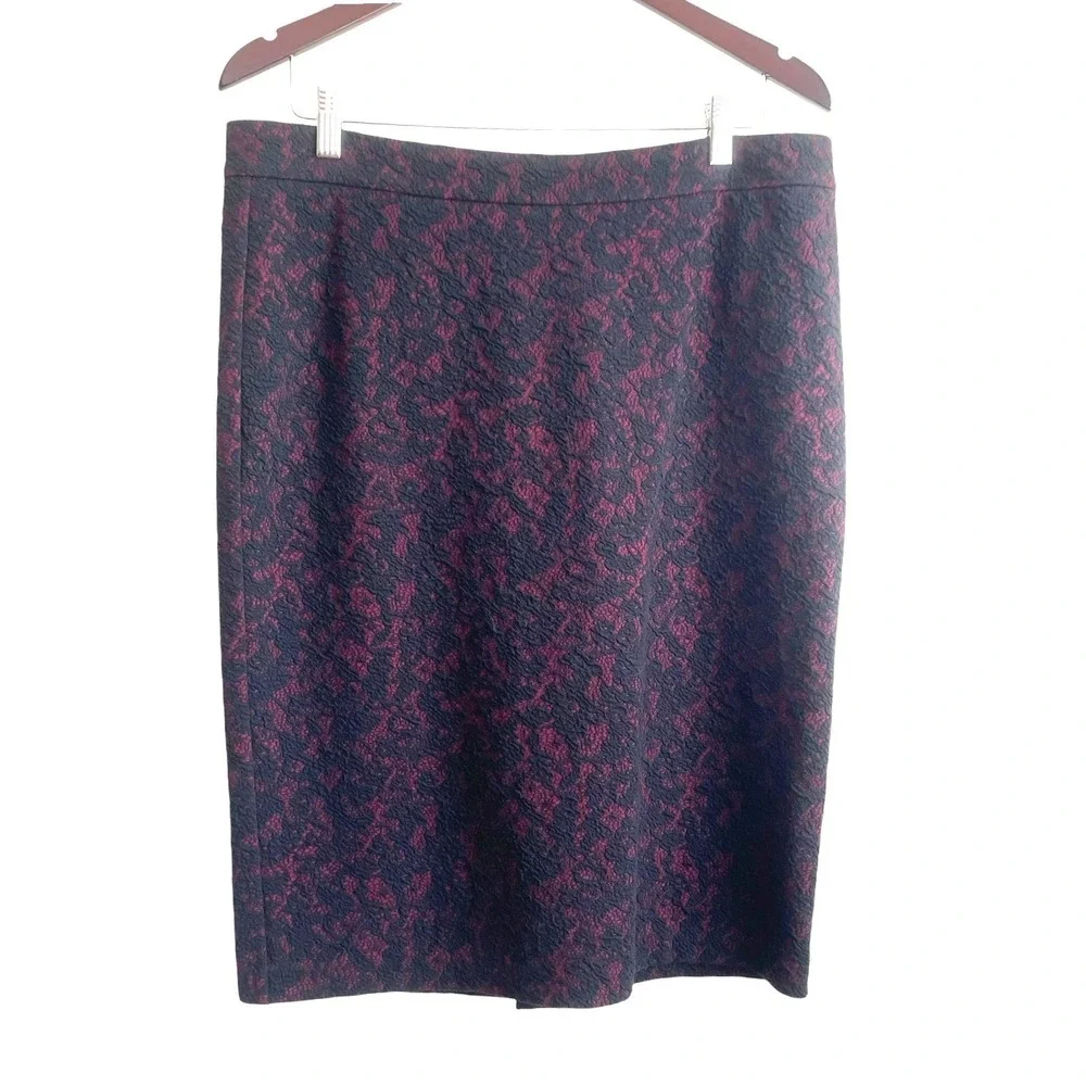 Michael Kors Women Pencil Skirt L Floral Jacquard Exposed Zip Whimsigoth Gothic